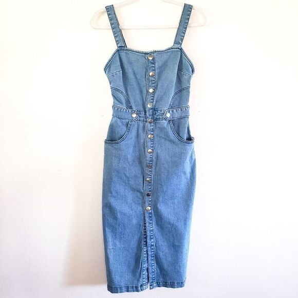 Finders Keepers Mia Snap Front Denim Midi Dress - Picture 3 of 8